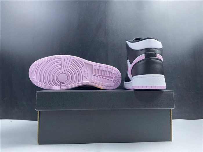 Breathable Jordan1 Mid White Black Light Arctic Pink 555112- 3741