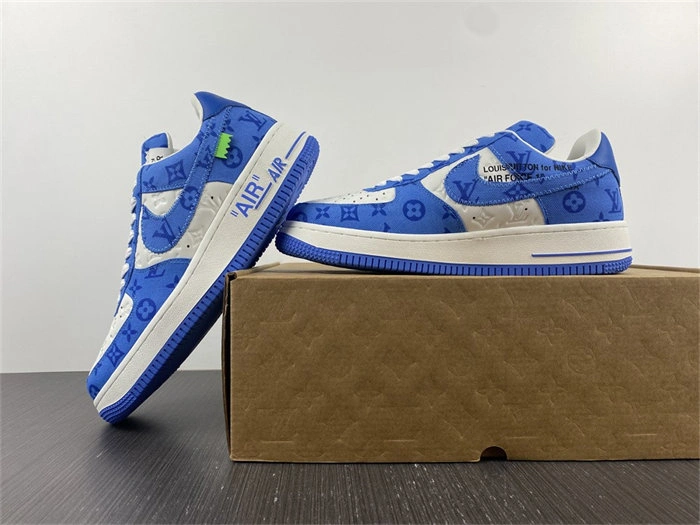 LV Nike Air Force 1 Low By Virgil Abloh White Royal Effortless 5147