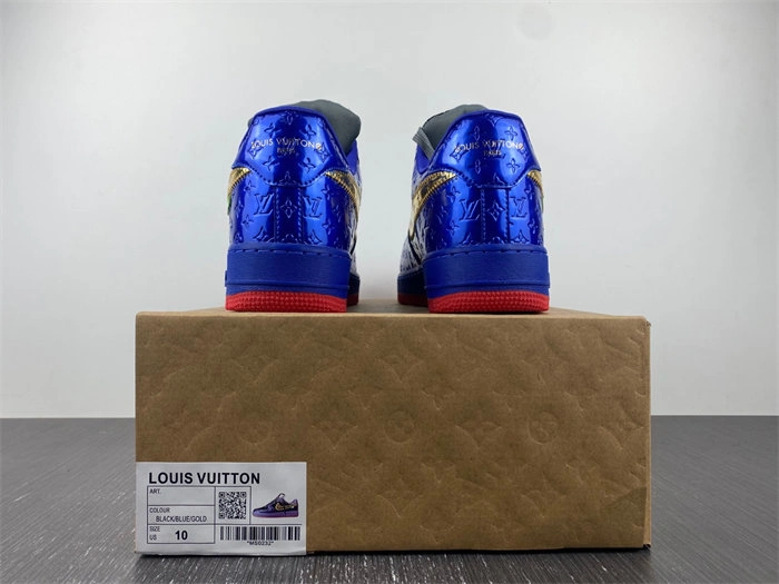Luis Vitton Nike Air Force 1 Low By Royal blue Black Gold Red Sporty 5139