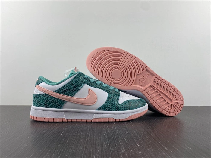 Lightweight Nike Dunk Low Snakeskin Washed Teal Bleached Coral DR8577- 4704